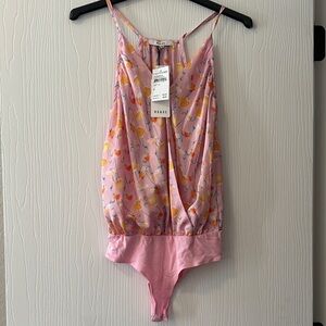 Ro & De Pink and Yellow Floral Top